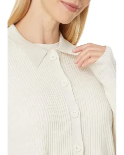 Splendid Georgie Polo Button Down Pale Oak Heather