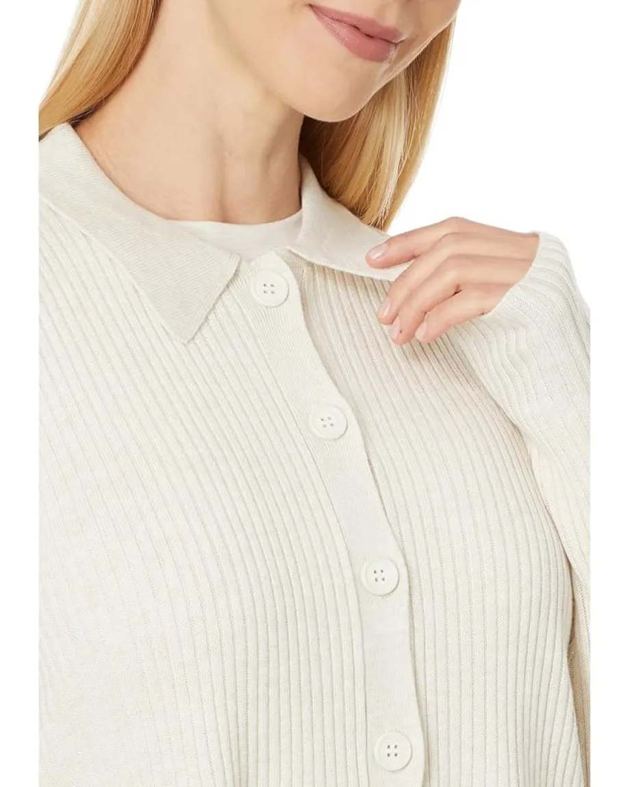 Splendid Georgie Polo Button Down Pale Oak Heather