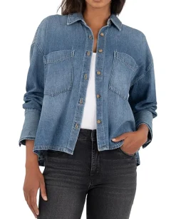 Women KUT from the Kloth Gertie-button Front Shirt Long Sleeve/Widecuff W/ Pocket