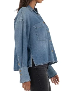 Women KUT from the Kloth Gertie-button Front Shirt Long Sleeve/Widecuff W/ Pocket