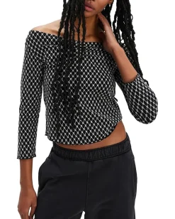 Free People Gia Eyelet Top Black Combo Sale