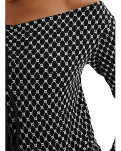 Free People Gia Eyelet Top Black Combo Sale