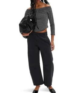 Free People Gia Eyelet Top Black Combo Sale