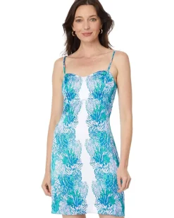 Lilly Pulitzer Gillian Satin Slip Dress Las Olas Aqua Strong Current Sea Engineered Sale