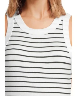 Michael Stars Gina Wide Binding Crop Tank White/Black Hot