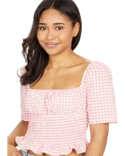 Women BCBGeneration Gingham Smocked Top 1TX1T31