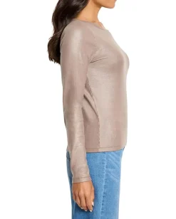 Women NIC+ZOE Glazed Rib Boat Neck Tee