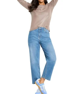 Women NIC+ZOE Glazed Rib Boat Neck Tee