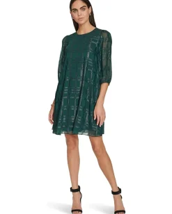 Calvin Klein Glitter Chiffon Dress Malachite Online