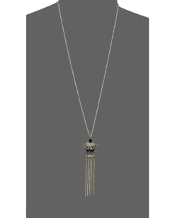 Lucky Brand and Beaded Fringe Necklace Gold Sale