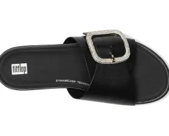 Women FitFlop Gracie Crystal Maxi-Buckle Leather Slides