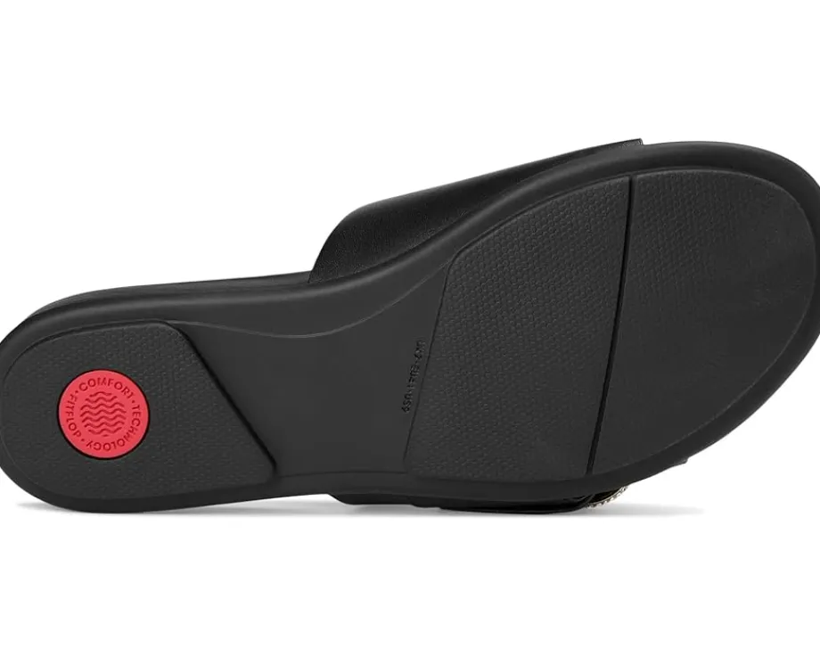 Women FitFlop Gracie Crystal Maxi-Buckle Leather Slides