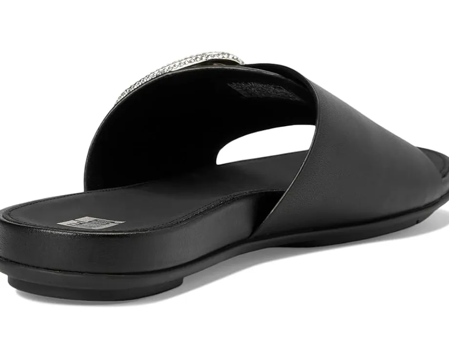 Women FitFlop Gracie Crystal Maxi-Buckle Leather Slides
