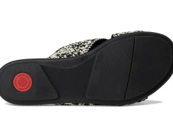 FitFlop Gracie Woven Cross Slides Black/Ivory Mix Hot