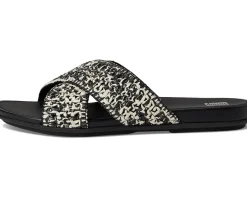 FitFlop Gracie Woven Cross Slides Black/Ivory Mix Hot