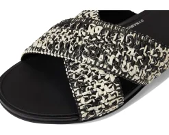 FitFlop Gracie Woven Cross Slides Black/Ivory Mix Hot