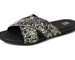 FitFlop Gracie Woven Cross Slides Black/Ivory Mix Hot