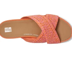 FitFlop Gracie Woven Cross Slides Satsuma/Pinkperfect Mix Outlet