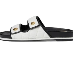 Vince Camuto Graysin Quilted Double Band Slide Sandals Bianco/Black Best