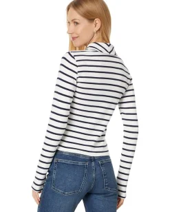 Women Madewell Grill Long Sleeve Zip Top Stripe