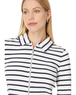 Women Madewell Grill Long Sleeve Zip Top Stripe