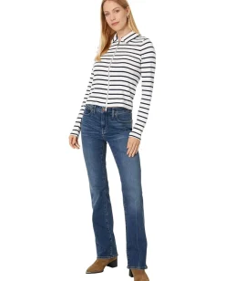 Women Madewell Grill Long Sleeve Zip Top Stripe