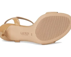 Lauren Ralph Lauren Gwen Crinkle Patent Leather Sandals Buff New