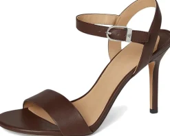 Lauren Ralph Lauren Gwen Nappa Leather Sandals Dark Hickory Outlet