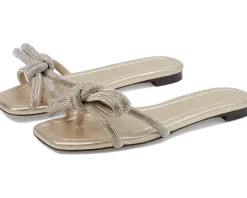 Women Loeffler Randall Hadley Leather Bow Flat Sandals