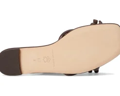 Loeffler Randall Hadley Leather Bow Flat Sandals Chocolate New