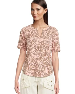 Women Mod-o-doc Half Sleeve Split Neck Tee