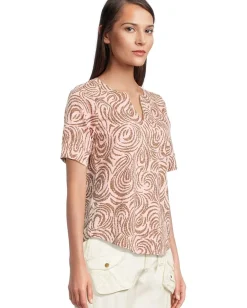 Women Mod-o-doc Half Sleeve Split Neck Tee