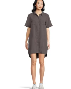 Women Mod-o-doc Half Sleeve Swing Shirt Dress