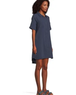Mod-o-doc Half Sleeve Swing Shirt Dress Vibrant Navy Sale