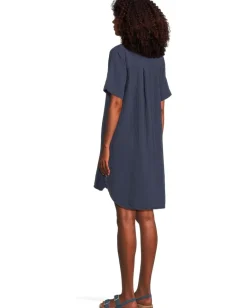 Mod-o-doc Half Sleeve Swing Shirt Dress Vibrant Navy Sale