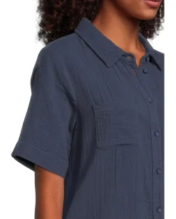 Mod-o-doc Half Sleeve Swing Shirt Dress Vibrant Navy Sale