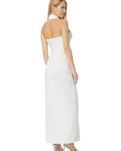 Women Norma Kamali Halter NK Shirt Side Slit Gown