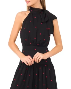 CeCe Halter Tie Neck Tiered Maxi Dress Rich Black Online