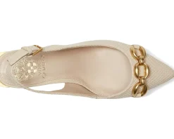 Vince Camuto Hamden Chain Link Slingback Pumps Soft Buff New
