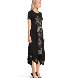 Johnny Was Handkerchief Hem Knit Dress - Karime Black Discount