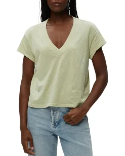 Michael Stars Harlan Cropped V-Neck Tee Seacrest Hot