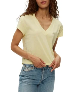 Women Michael Stars Harlan Cropped V-Neck Tee