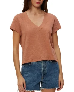 Women Michael Stars Harlan Cropped V-Neck Tee