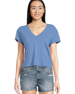 Michael Stars Harlan Cropped V-Neck Tee Ocean Outlet