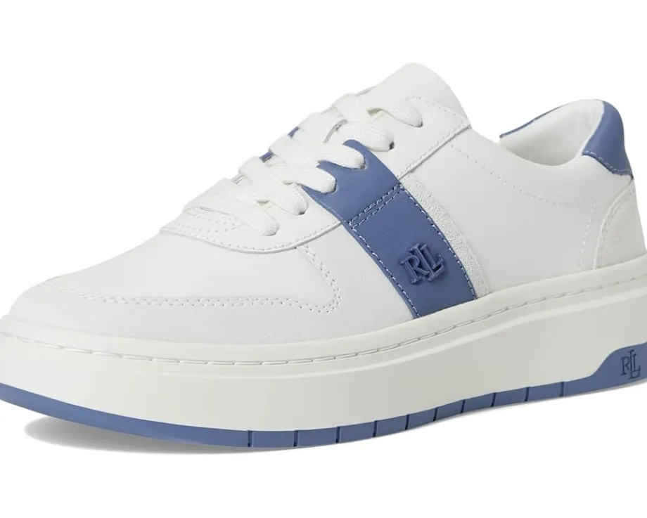 Women Lauren Ralph Lauren Harlie Color-Blocked Leather Sneakers