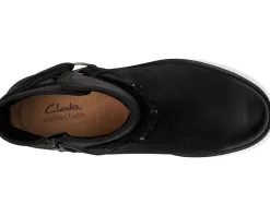 Clarks Hearth Kaylie Black Oily Leather Hot