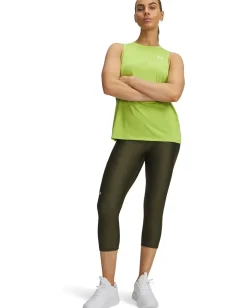 Under Armour HeatGear Armour High-Waisted Pocketed Capris Expedition Green/White New