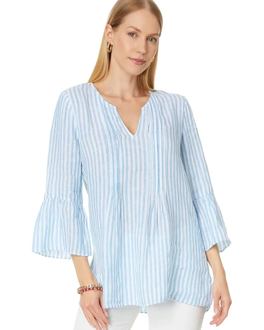 Lilly Pulitzer Hollie Linen Tunic Lunar Blue Bimini Stripe Outlet