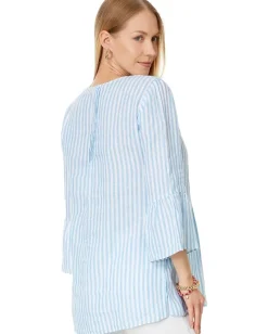 Lilly Pulitzer Hollie Linen Tunic Lunar Blue Bimini Stripe Outlet