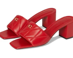 COACH Holly Block Heel Sandals with Quilting Sport Red Online